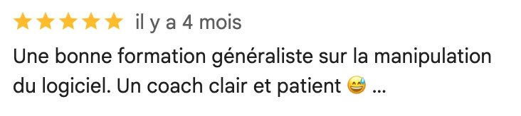 Avis Google d'un·e participant·e à nos formations
